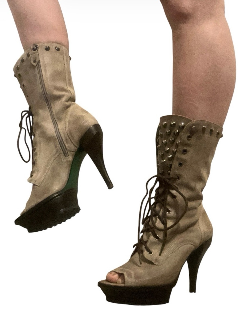 Y2K Lisa For Donald J Pliner Platform Stiletto Lace Up Militant Victorian Boot 8 - Picture 15 of 16